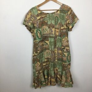 EUC RARE Tori Richard Honolulu Cotton Lawn Ruffled Hem Father Damien Dress 2XL